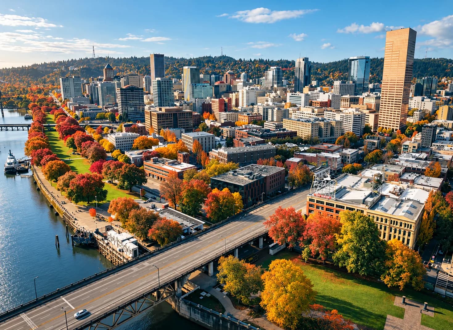 Portland skyline in autumn